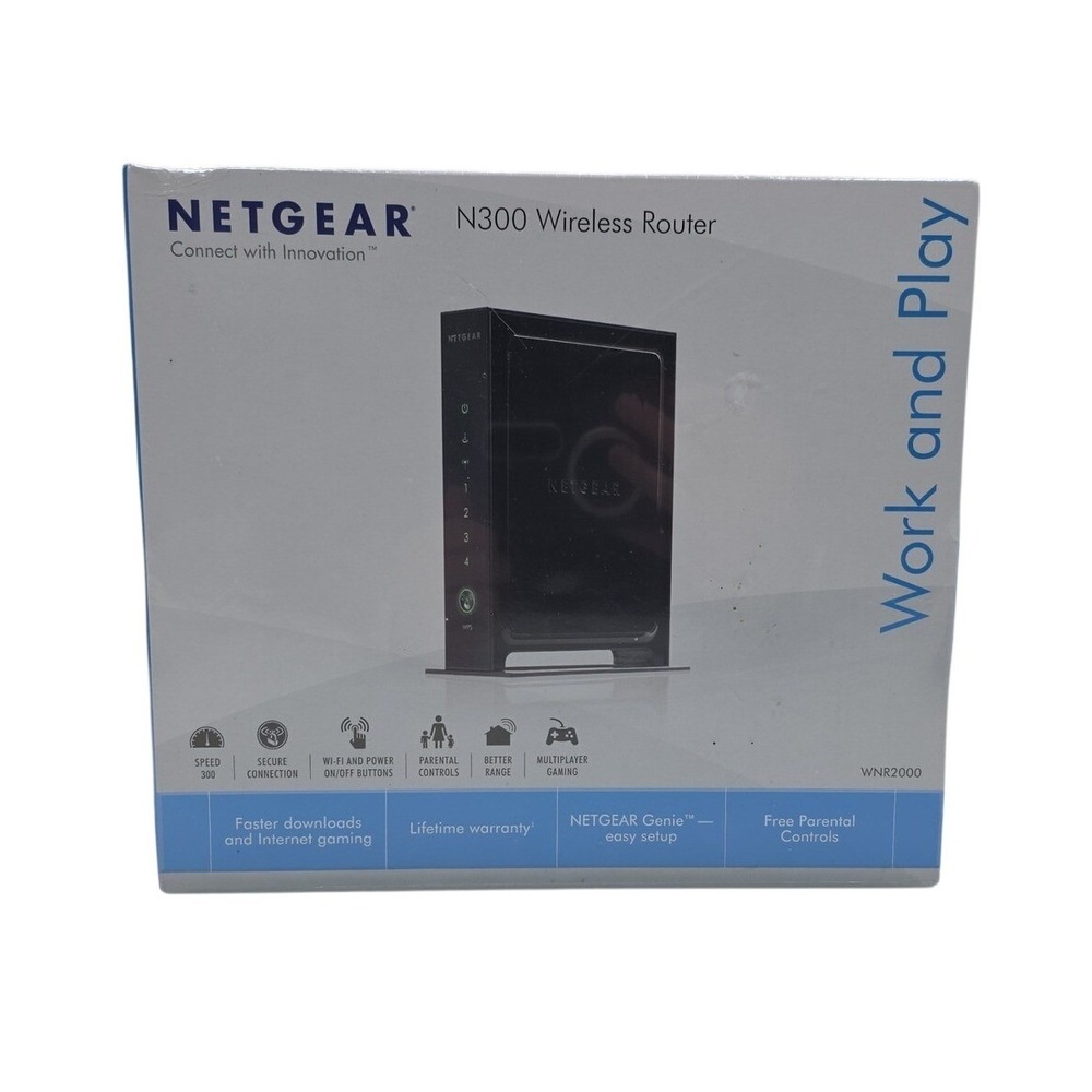NETGEAR N300 Wireless Router WNR2000-100NAS Black 300Mbps WiFi 802.11n NEW